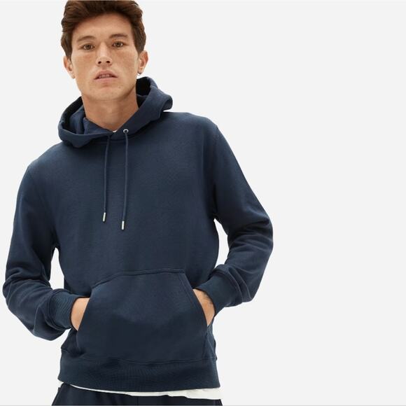 NEW Everlane Navy Blue Uniform The French Terry Hooded Sweatshirt - Picture 1 of 9